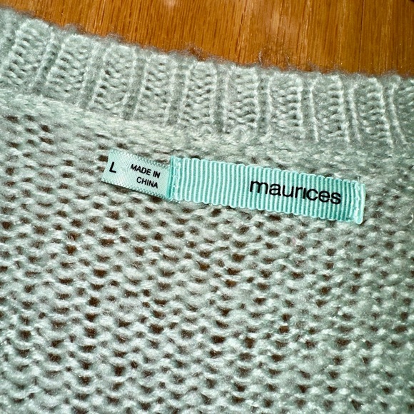 Maurices White and Mint Green Long-Sleeved Sweater Large - Picture 3 of 6